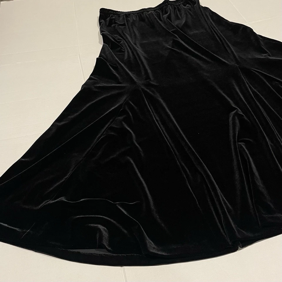 Maxi Falda Vintage Alex Evenings Mujer XL Vacaciones Terciopelo Negro Acampanada Trompeta Foto 4 de 4