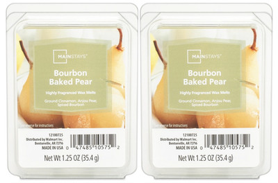 2 Mainstays BOURBON BAKED PEAR Highly Fragranced Scented Wax Cube Melts