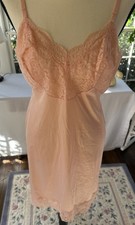 Vintage 60s Peach Nightgown Lingerie Lace Vanity Fair Dress Slip Intimates Dress