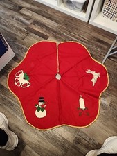 Sweet Vintage Christmas Tree Skirt Felt Sequins