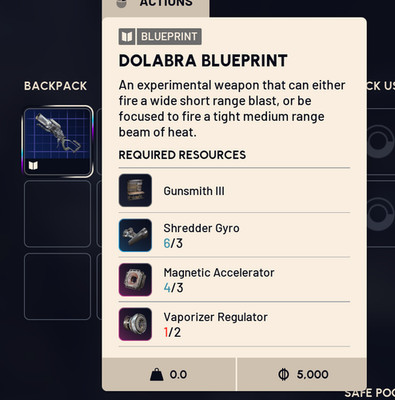 ARC RAIDERS  DOLABRA New Blueprint ALL PLATFORMS 