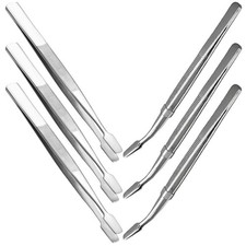 6 Pcs Stainless Steel Stamp Tweezers Hobby Durable Plated Philately