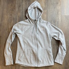 The North Face Womens Full Zip Hoodie Heather Grey Medium Embroidered Logo