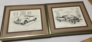 GE GEIVETT Pencil Print 1991 Of 1934 Duesenberg Boattail 1937 CORD 812  Phaeton