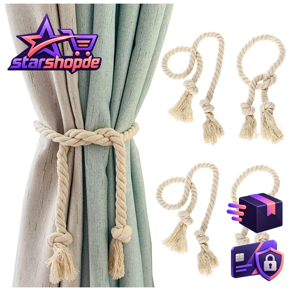 Raffhalter Vorhangseil Handgewebt Beige Baumwolle 4 StüCk Vorhang Buckle-image