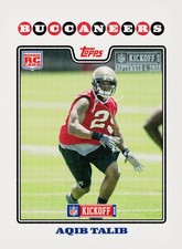 2008 Aqib Talib Topps Kickoff ROOKIE Football Card 220 Serial #0729/1349. rookie card picture