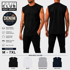 Pro Club Men's Heavyweight Muscle Tee Sleeveless Cotton Shirt Gym Casual M  7XL