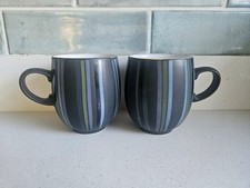 2 Denby Jet Stripes Large Curve Mugs Stoneware Tableware black jet stripes mug 