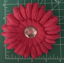 Large Gerber Daisy Flower Hair Clips 4  -4.5  Lot Of 3, Fuchsia, Brown B/W, Craft