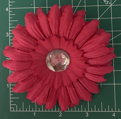 Large Gerber Daisy Flower Hair Clips 4 -4.5  Lot Of 3, Fuchsia, Brown B/W, Craft