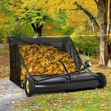 52" Tow Behind Lawn Sweeper Leaf Collector Grass Sweeper Large Hopper 27 Cu. Ft.