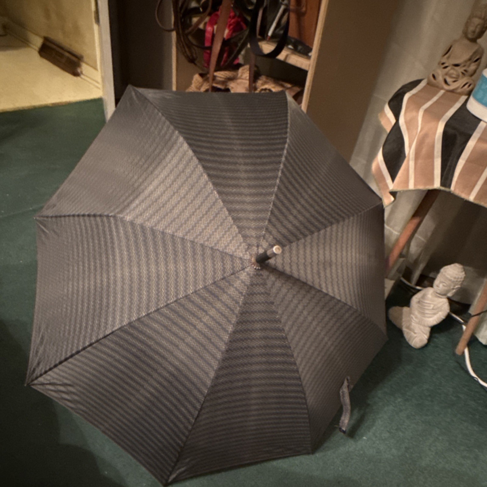 Givenchy Vintage Zigzag Pattern Umbrella Brown Bl… - image 6
