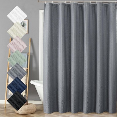 Moga Extra Long Grey Shower Curtain 96 Inch Long, Embossed Texture Fabric