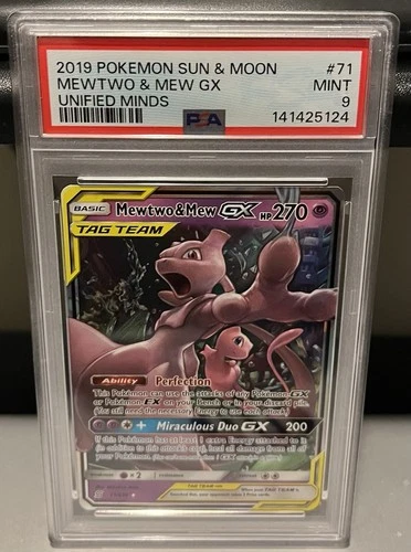 2019 Pokemon Sun & Moon Unified Minds Mewtwo & Mew GX PSA 9 #71/236