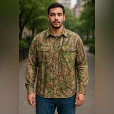 Game Winner Camo Long Sleeve Button Shirt Men’s 2XL | Outdoors Hunt Gorpcore