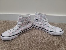 Converse Chuck Taylor All Star Mid Hearts Hi Tops Pink Purple Teal Size 3 Girls