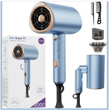 Foldable Ionic Hair Dryer 2000W Professional Blow Dryer with 2 Speed 3 Heat, Coo