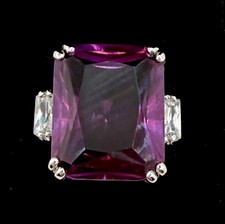 Sterling Silver Ring Purple Sapphire Large Statement