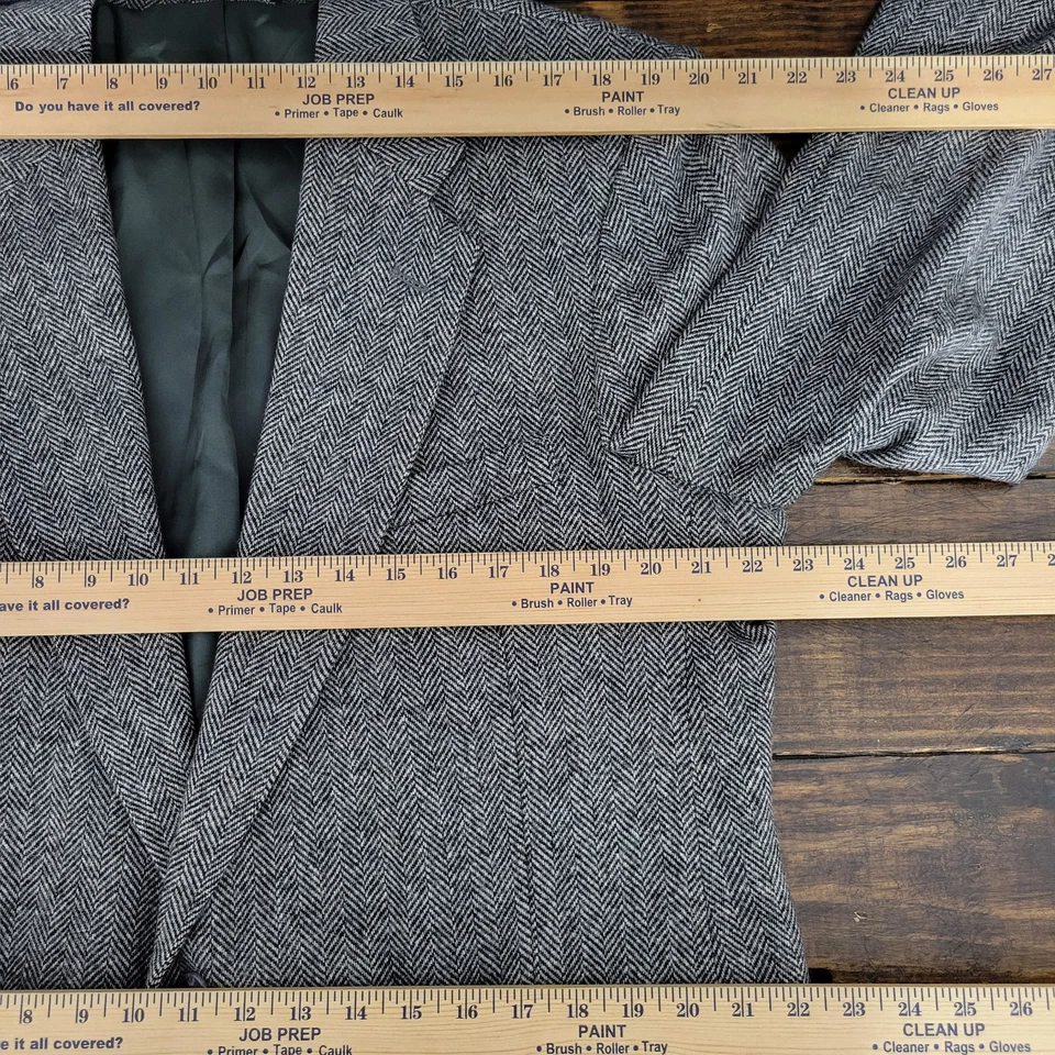 Abrigo Blazer Deportivo Barrington Para Hombre Tweed Dos Botones Gris Espiga Lana 46R Foto 3 de 4