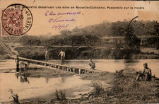 New Caledonia 1907 - Footbridge over the river - Vintage Postcard, Stamp