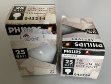 2x PHILIPS Softone T45, E14, 25W, SOFT WHITE OPAL, Nr. 043214, OVP