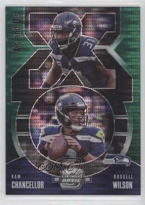 2020 Contenders Optic Green Pulsar Prizm 4/27 Kam Chancellor Russell Wilson xr1