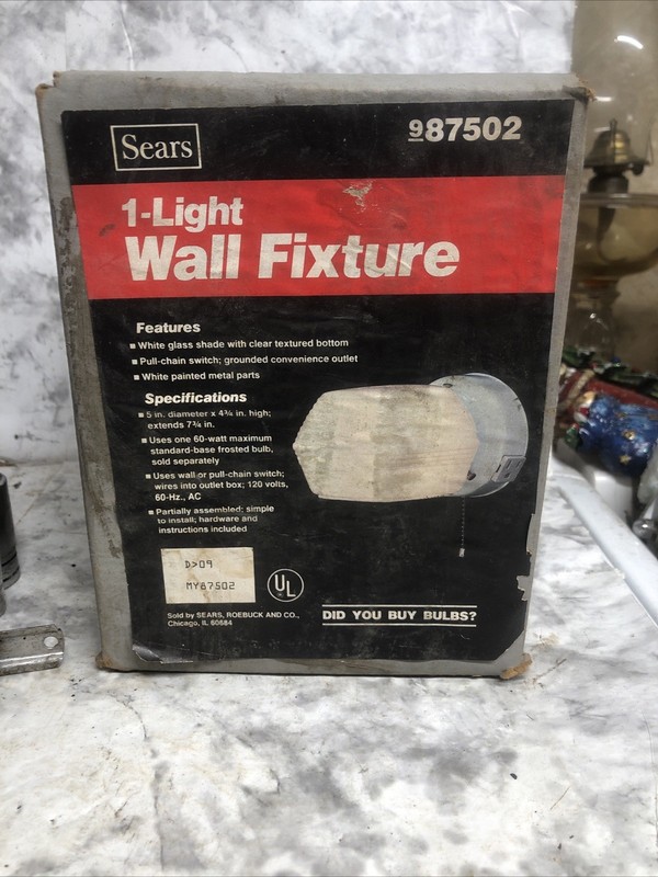 Vintage Sears,Roebuck And Co. Wall Mounted Light W/outlet. Unopened