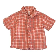 Rylee + Cru Lapel Collared Shirt Poppy Check Kids Size 8-9 Years