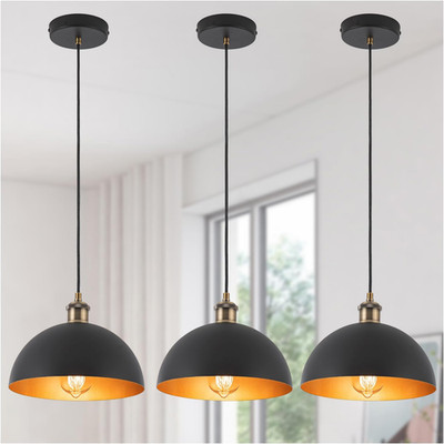 Set of 3 Modern Industrial Black Gold Pendant Lights for Home Decor