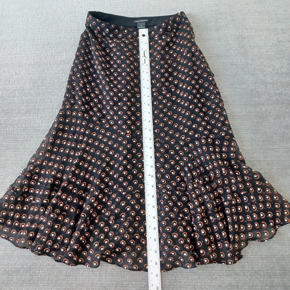 Falda Club Monaco Mujer 00 Negra Estampado Circular Midi Dobladillo Flutter Seda Oficina Foto 4 de 4