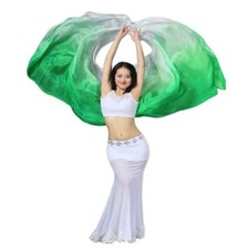 Real Veils Light Silk Belly Dance Hand Veil Silk 250cm 114cm White Green