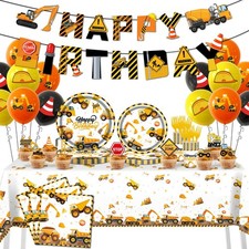 162Pcs Construction Birthday Party Supplies Decorations for Birthday, Constru...