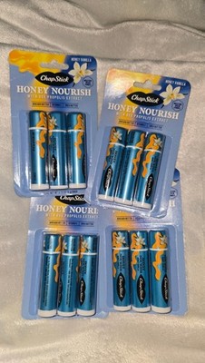4 Pack ChapStick Honey Nourish Lip Balm Honey Vanilla Bee Propolis 3 Ct Ea