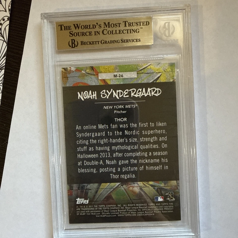 2017 Topps Fire Mets Noah Syndergaard “Thor” Monikers #M-26 BGS 9.5 Gem Mint - Image 2 of 2