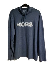 Michael Kors Hoodie Men's Large Blue Spellout Logo Cotton Blend Long Sleeve