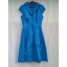 Jones Wear Collared Dress Womens 10 Blue Corporatecore Preppy Midi Pleated