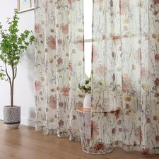 OWENIE Crushed Semi Sheer Curtains 72 42W x 72L Pack of 2 , Multi Color