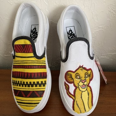 Hand Painted Custom Vans Boys Girls Simba Slip Ons Disney Shoes