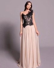 Flower Ruched A-line Evening Dresses Strapless Sleeveless Floor Lenght Dresses