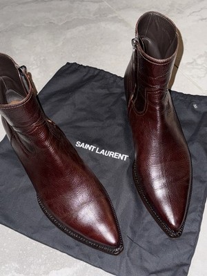 Iconic SAINT LAURENT Lukas Boots 46 Dark Cherry   w/ HARNESS 12-13 Celine 45