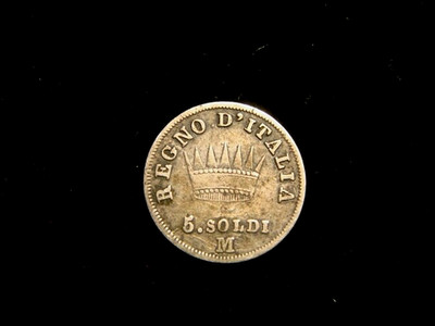 ITALY. NAPOLEON 1ST. 5 SOLDI 1810 M. Uncleaned.