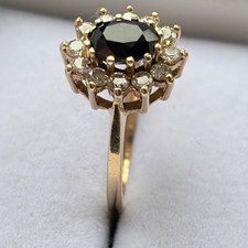 9ct Yellow Gold Natural sapphire Cluster Cocktail Ring Size P