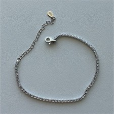 925 Sterling Silver Tennis Chain Bracelet Adj...