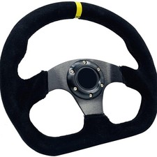 D-shaped Racing Steering Wheel 13325mm Yellow Stripe Flat Drift Sim Race St...