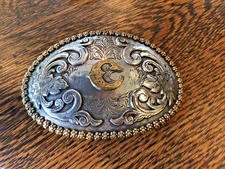 Vintage Nocona Belt Co. The letter " C " Belt Buckle 