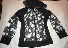 Champion Kids Long Slv Hoodie Zip Up Black w White Floral Jacket Sz XS 4/5 New
