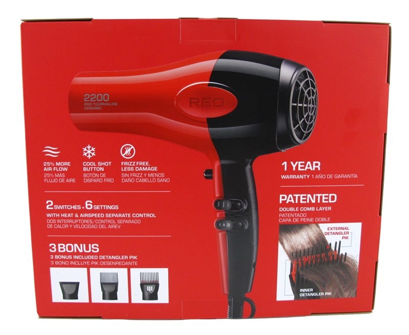 Kiss Red Dryer 2200 Tourmaline 3 Attachments (Ceramic) | eBay