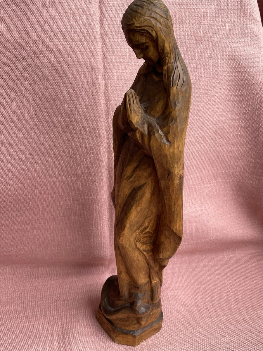 Maria Holzfigur Handgeschnitzte Betende 42cm Vintage
