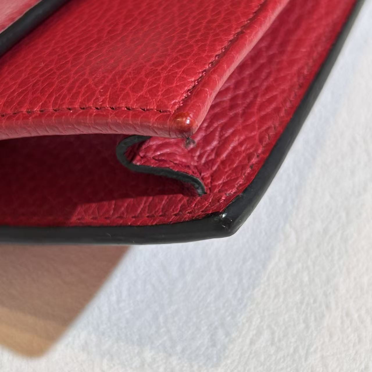 Gucci Interlocking G Red Pebbled Leather Chain Crossbody AUTH — image 20