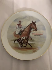 FLAW see photo 2 ,4 Seabiscuit Red Pollard Horse Racing Plate Bay Meadow Vintage